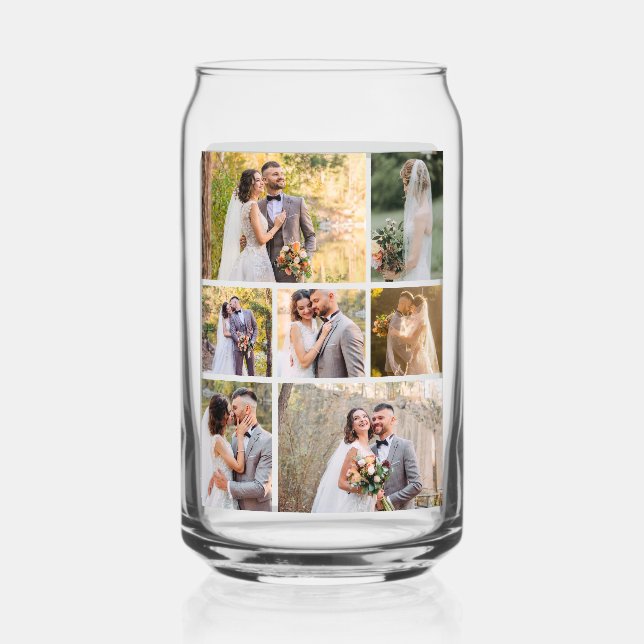 Erstellen Sie Ihre eigene 7-Foto-Hochzeitskollekti Dosenglas (Vorderseite)