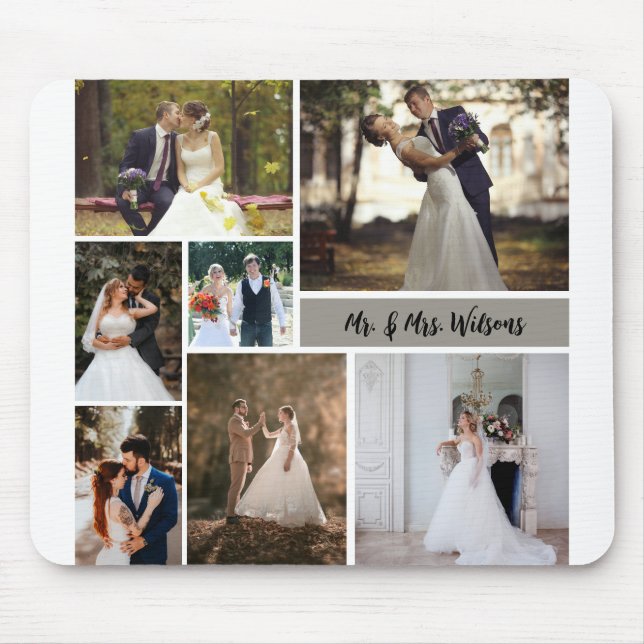 Erstellen Sie Ihre eigene 7-Foto-Hochzeitskollekti Mousepad (Vorne)