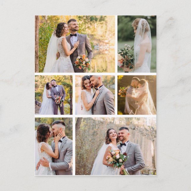 Erstellen Sie Ihre eigene 7-Foto-Hochzeitskollekti Postkarte (Vorderseite)