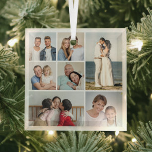 Erstellen Sie Ihre eigene 7 FotoCollage Ornament Aus Glas