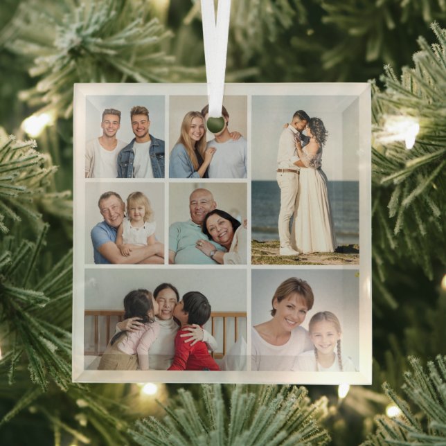 Erstellen Sie Ihre eigene 7 FotoCollage Ornament Aus Glas (Insitu)