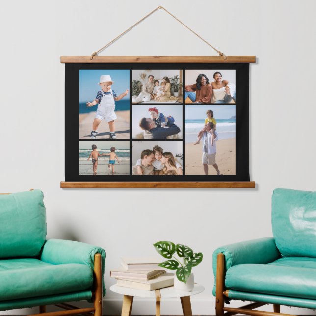 Erstellen Sie Ihre eigene 7 FotoCollage Wandteppich Mit Holzrahmen (Wohnzimmer)