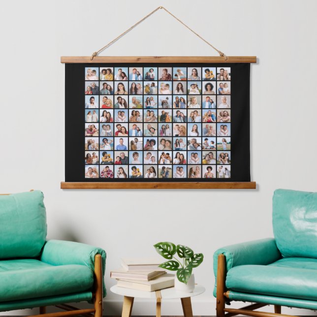 Erstellen Sie Ihre eigene 80-FotoCollage Wandteppich Mit Holzrahmen (Wohnzimmer)
