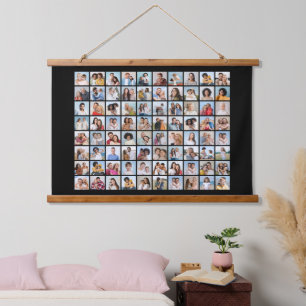 Erstellen Sie Ihre eigene 80-FotoCollage Wandteppich Mit Holzrahmen
