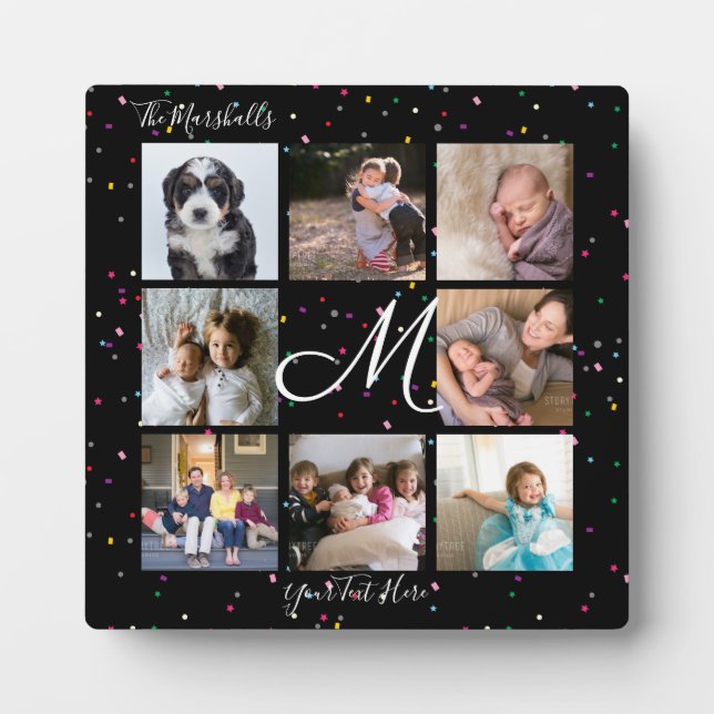 Erstellen Sie Ihre eigene 8-Collage Monogramm Schw Fotoplatte (Vorderseite)