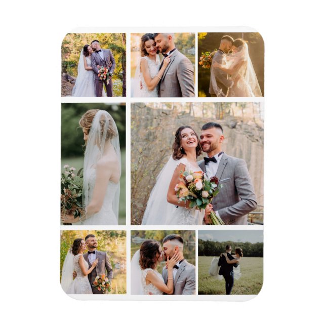 Erstellen Sie Ihre eigene 8-Foto-Hochzeitskollekti Magnet (Vertikal)