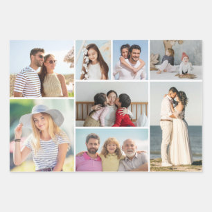 Erstellen Sie Ihre eigene 8 FotoCollage Geschenkpapier Set