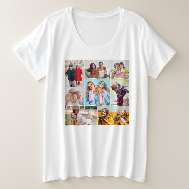 Erstellen Sie Ihre eigene 8 FotoCollage Große Größe T-Shirt (Design vorne)