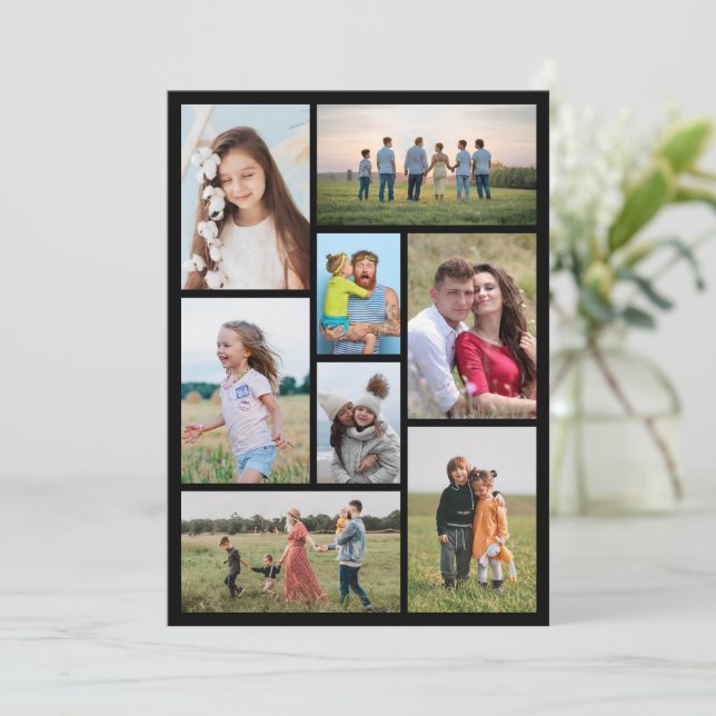 Erstellen Sie Ihre eigene 8 FotoCollage Mitteilungskarte (Stehend Vorderseite)