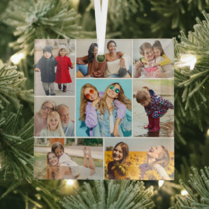 Erstellen Sie Ihre eigene 8 FotoCollage Ornament Aus Glas