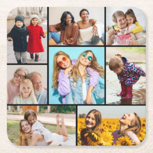 Erstellen Sie Ihre eigene 8 FotoCollage Rechteckiger Pappuntersetzer