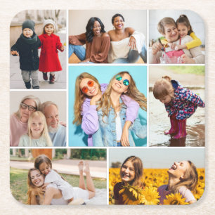 Erstellen Sie Ihre eigene 8 FotoCollage Rechteckiger Pappuntersetzer