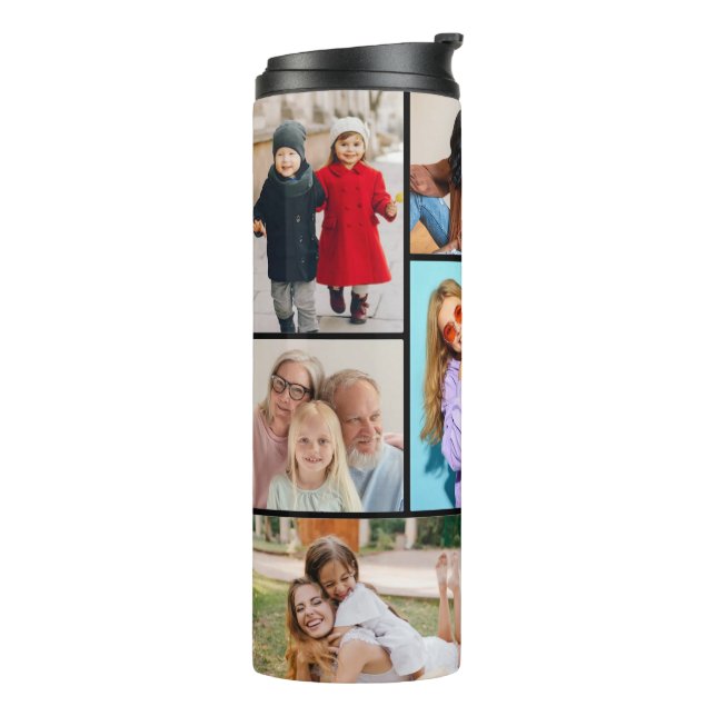 Erstellen Sie Ihre eigene 8 FotoCollage Thermosbecher (Nach links gedreht)