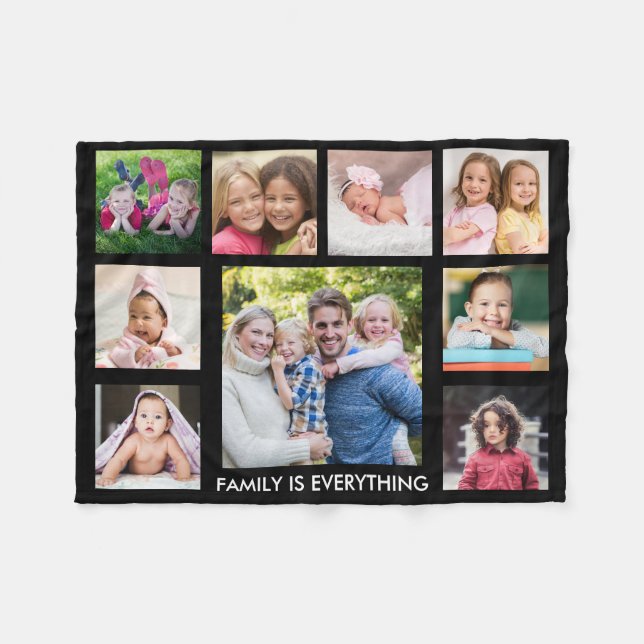 Erstellen Sie Ihre eigene 9-Familie Foto Collage B Fleecedecke (Vorderseite (Horizontal))