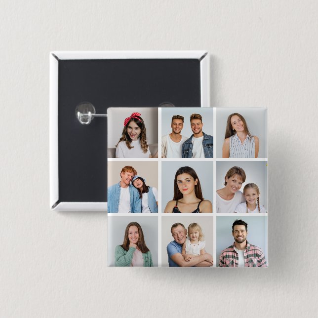 Erstellen Sie Ihre eigene 9-Foto-Collage Button (Vorne & Hinten)