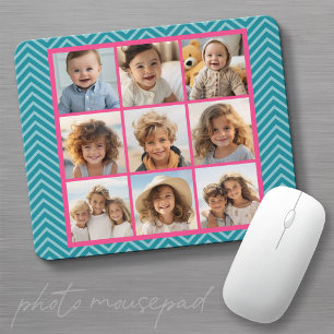 Erstellen Sie Ihre eigene 9-Foto-Collage Pink Blau Mousepad