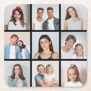 Erstellen Sie Ihre eigene 9-Foto-Collage Rechteckiger Pappuntersetzer