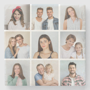 Erstellen Sie Ihre eigene 9-Foto-Collage Steinuntersetzer