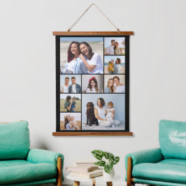 Erstellen Sie Ihre eigene 9-Foto-Collage Wandteppich Mit Holzrahmen
