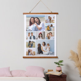 Erstellen Sie Ihre eigene 9-Foto-Collage Wandteppich Mit Holzrahmen
