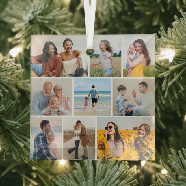 Erstellen Sie Ihre eigene 9 FotoCollage Ornament Aus Glas (Insitu)