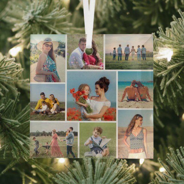 Erstellen Sie Ihre eigene 9 FotoCollage Ornament Aus Glas (Insitu)