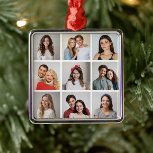 Erstellen Sie Ihre eigene 9 FotoCollage Ornament Aus Metall