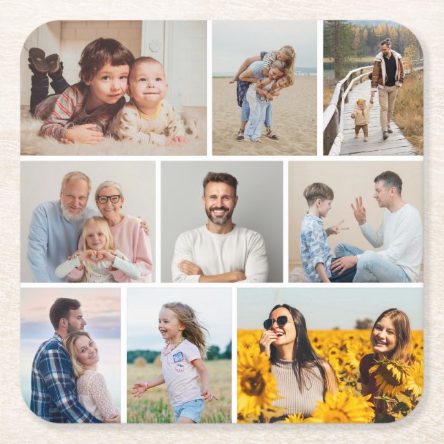 Erstellen Sie Ihre eigene 9 FotoCollage Rechteckiger Pappuntersetzer (Vorderseite)