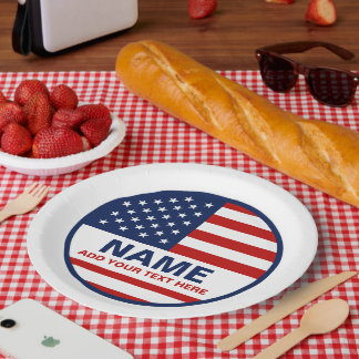 Erstellen Sie Ihre eigene amerikanische Flaggenwah Pappteller