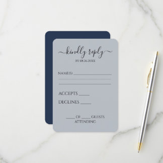 Erstellen Sie Ihre eigene anpassbare Navy Blau RSVP Karte