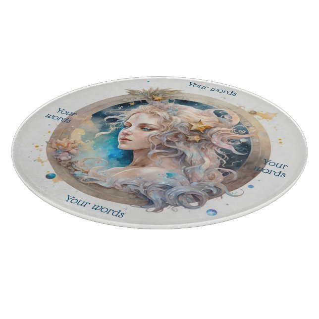 Erstellen Sie Ihre eigene Aquarellwand Virgo Glass Schneidebrett (Ecke)