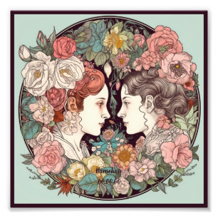 Erstellen Sie Ihre eigene Art Nouveau Gemini Zodia Fotodruck
