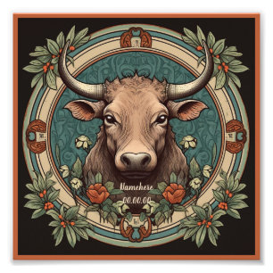 Erstellen Sie Ihre eigene Art Nouveau Taurus Zodia Fotodruck