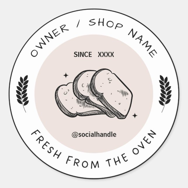 Erstellen Sie Ihre eigene Bäckerei Frisch aus dem  Runder Aufkleber (Vorderseite)