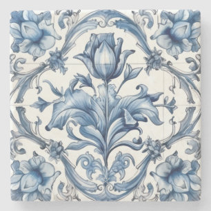 Erstellen Sie Ihre eigene blaue Chinoiserie-Blumen Steinuntersetzer