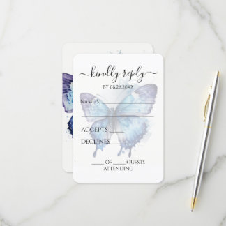 Erstellen Sie Ihre eigene blaue Lila Aquarellblume RSVP Karte