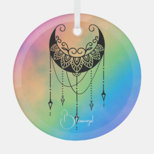 Erstellen Sie Ihre eigene Boho-Blumenmoon-Silhouet Ornament Aus Glas