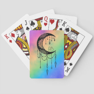 Erstellen Sie Ihre eigene Boho Mandala Moon Silhou Spielkarten