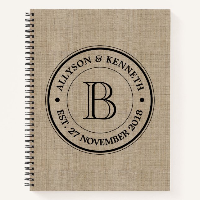 Erstellen Sie Ihre eigene Burlap-Logo-Jubiläumsmon Notizbuch (Vorderseite)