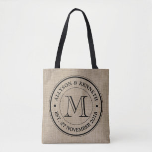 Erstellen Sie Ihre eigene Burlap Retro Logo Monogr Tasche