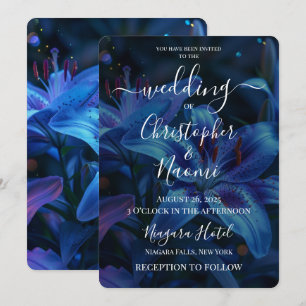Erstellen Sie Ihre eigene Deep Blue Lily Hochzeit Einladung