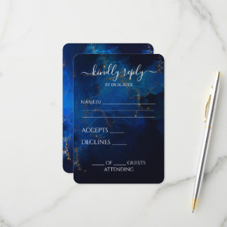 Erstellen Sie Ihre eigene dunkelblaue Alcohol-Ink- RSVP Karte