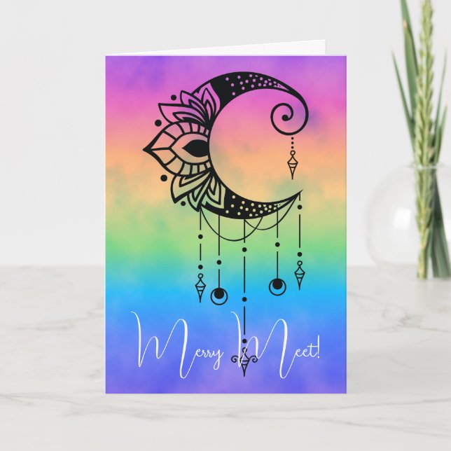 Erstellen Sie Ihre eigene elegante Boho Moon-Silho Karte (Vorderseite)