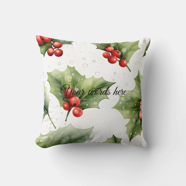 Erstellen Sie Ihre eigene elegante Red Holly Kissen (Vorderseite)