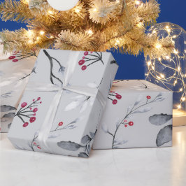 Erstellen Sie Ihre eigene elegante Rot Holly Gray Geschenkpapier