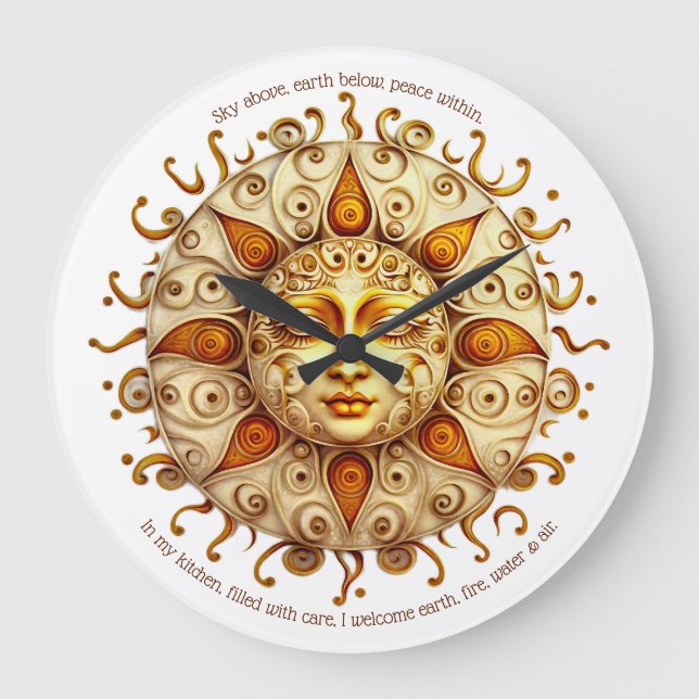 Erstellen Sie Ihre eigene elegante Steampunk Sun Große Wanduhr (Vorderseite)