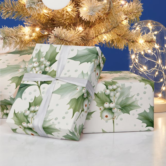 Erstellen Sie Ihre eigene elegante White Mistletoe Geschenkpapier (Feiertage)