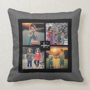 Erstellen Sie Ihre eigene Family Foto Collage grau Kissen