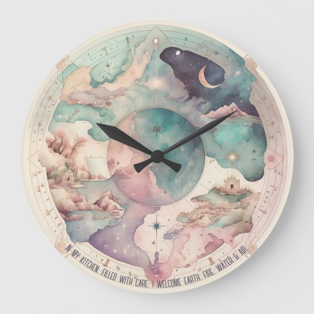 Erstellen Sie Ihre eigene Fantasieweltkarte Große Wanduhr (Vorderseite)