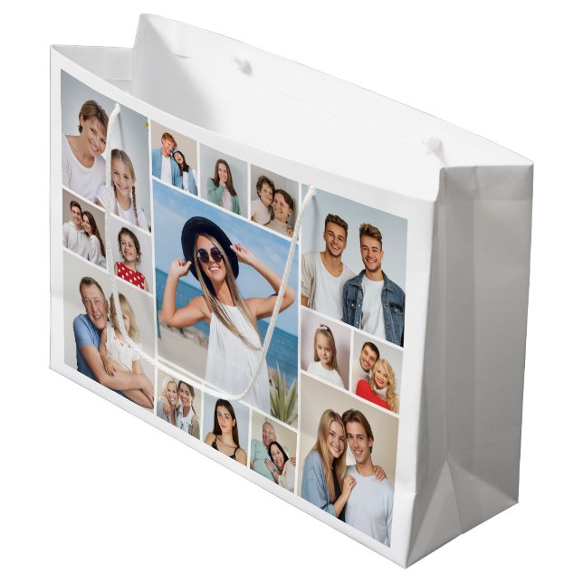 Erstellen Sie Ihre eigene Farbe für 15 Collagen. Große Geschenktüte (Vorderseite Schrägansicht)